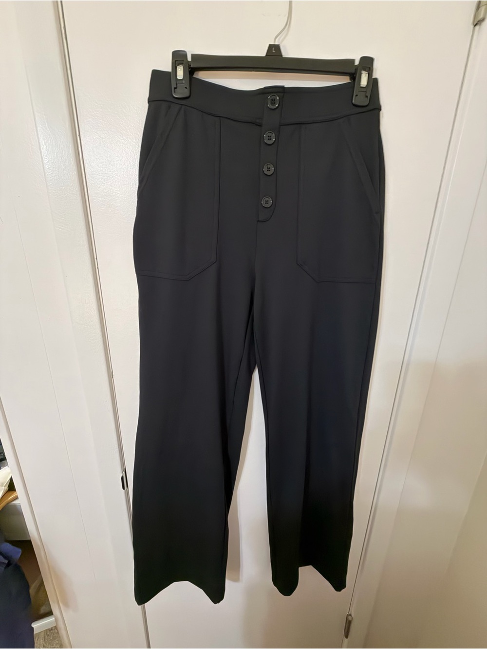 HALARA Black High-Rise Button Front Track Pants